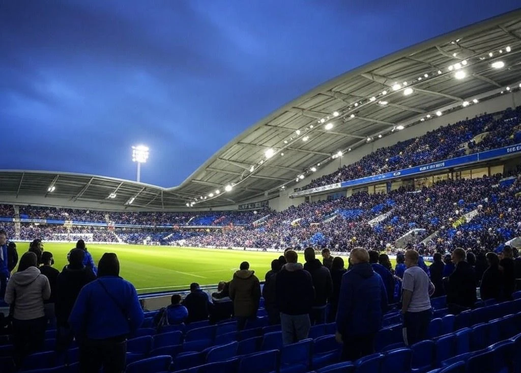 Brighton pelaa Amex Stadiumilla, näkymä päädystä