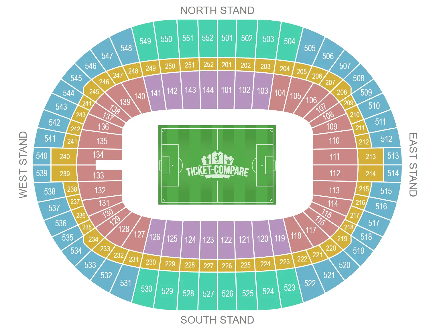 Wembley Stadium Istumapaikkakartta