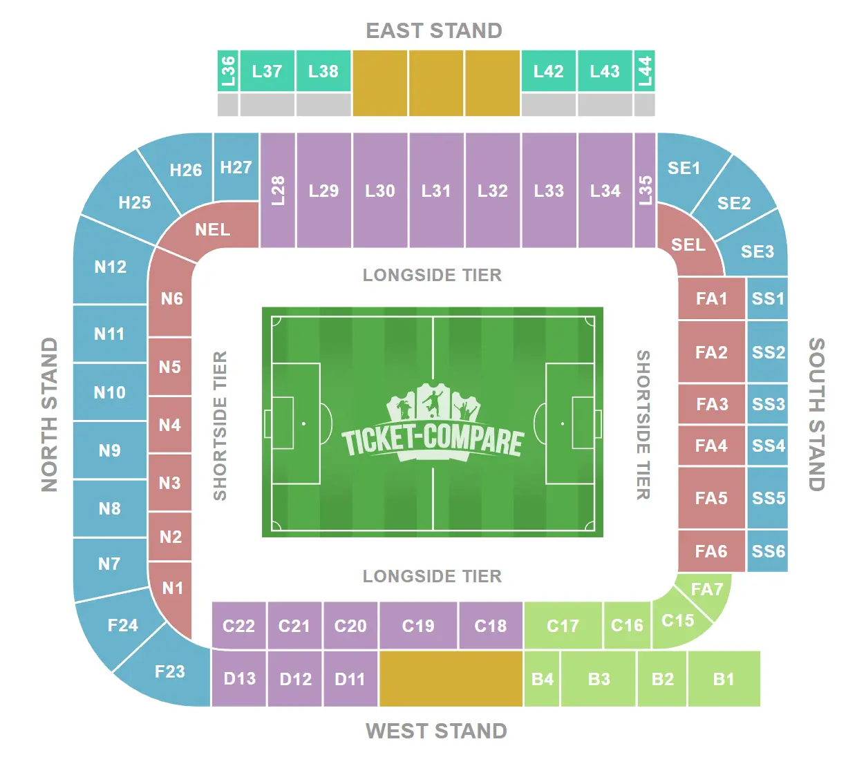 Elland Road Istumapaikkakartta