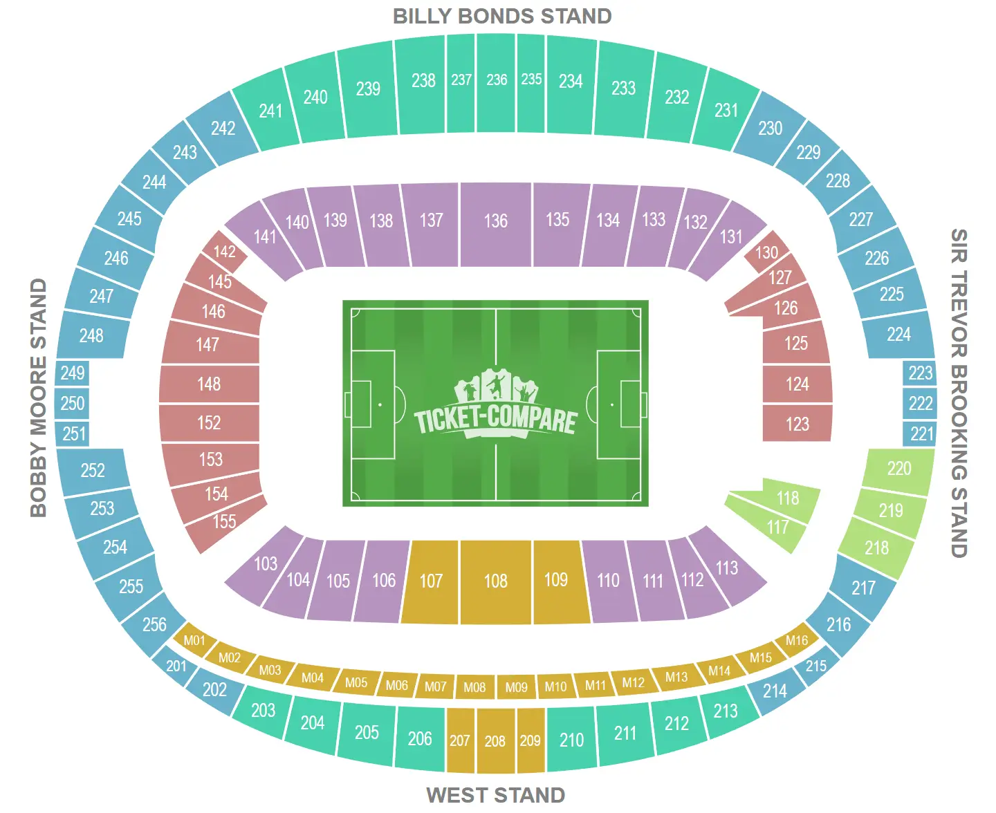 London Stadium Istumapaikkakartta