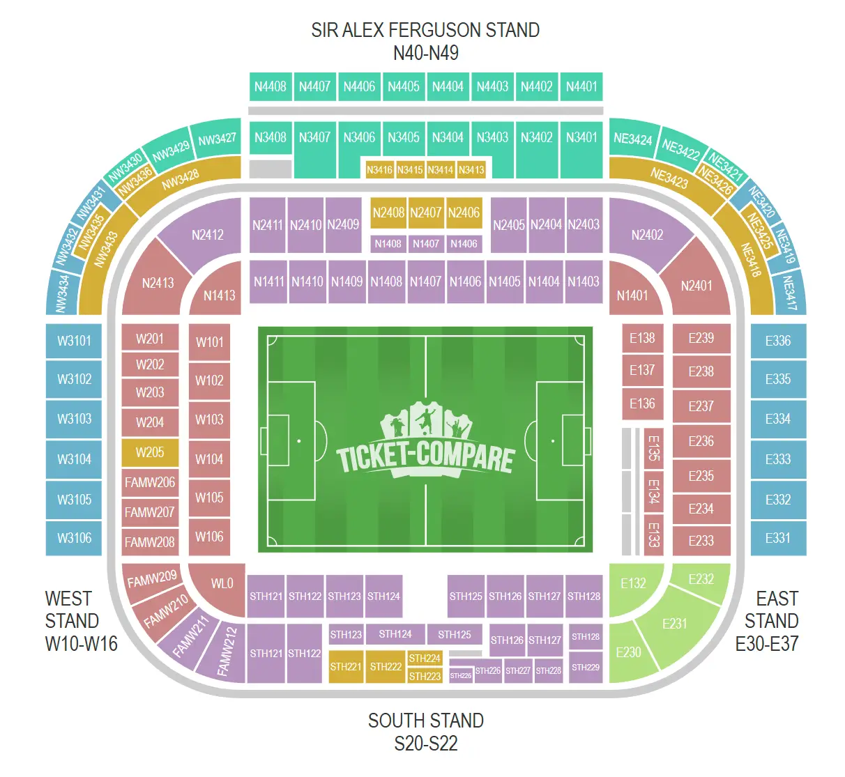 Old Trafford Istumapaikkakartta