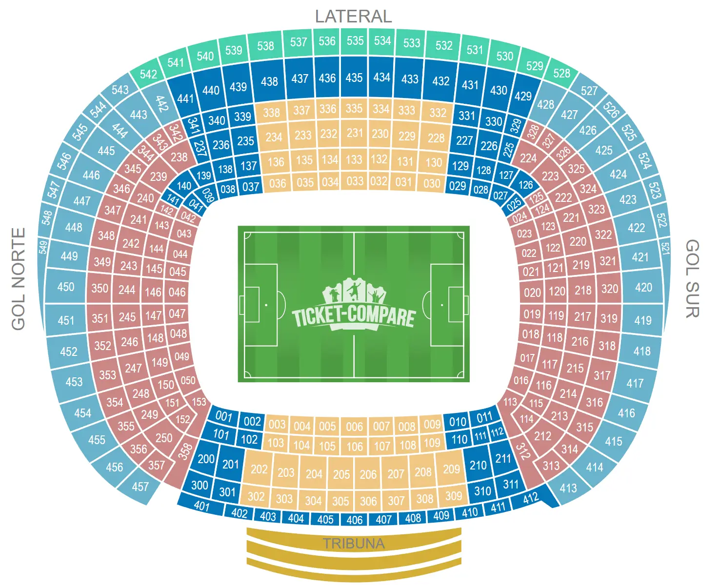 Camp Nou Istumapaikkakartta