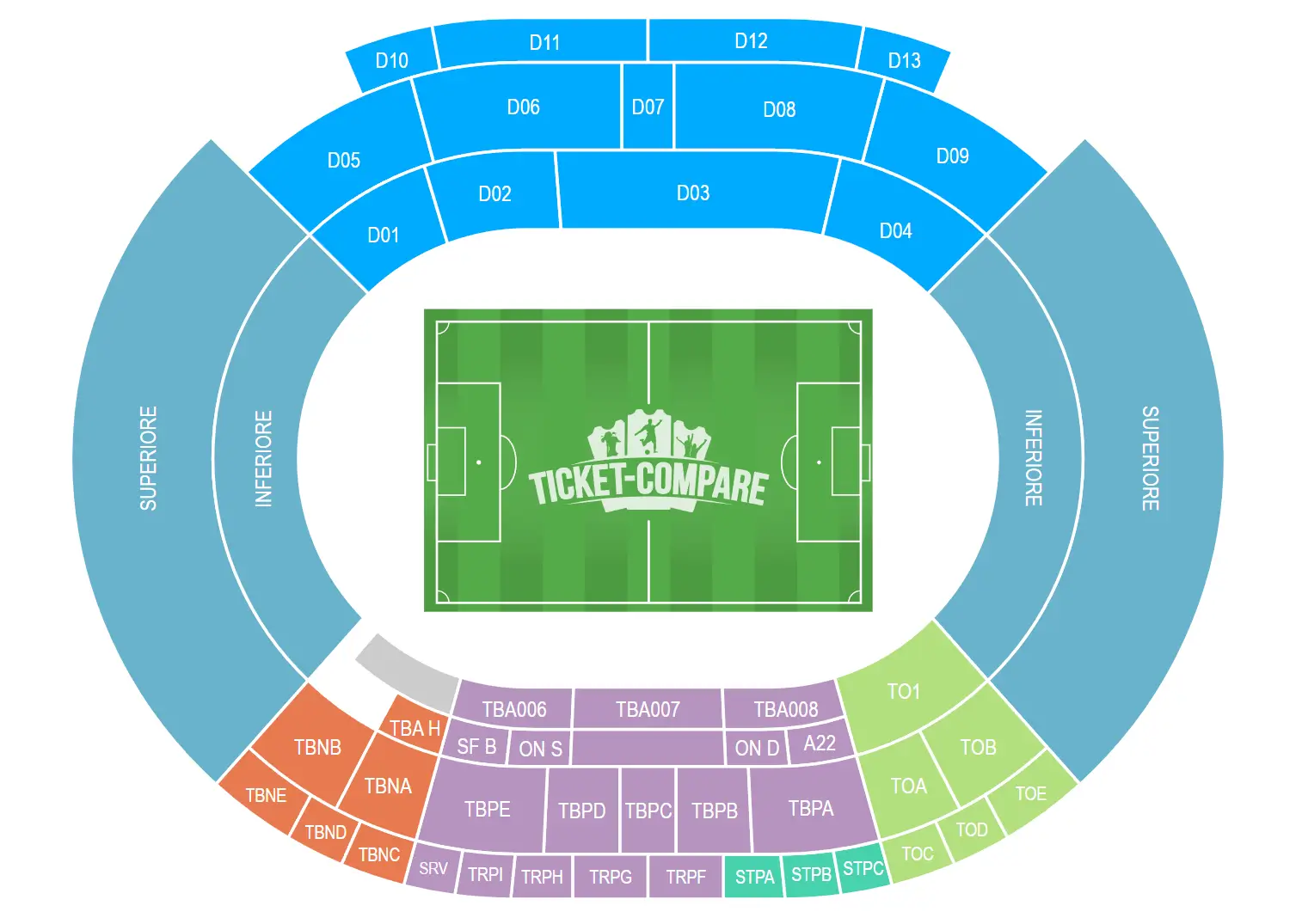 Stadio Diego Armando Maradona Istumapaikkakartta