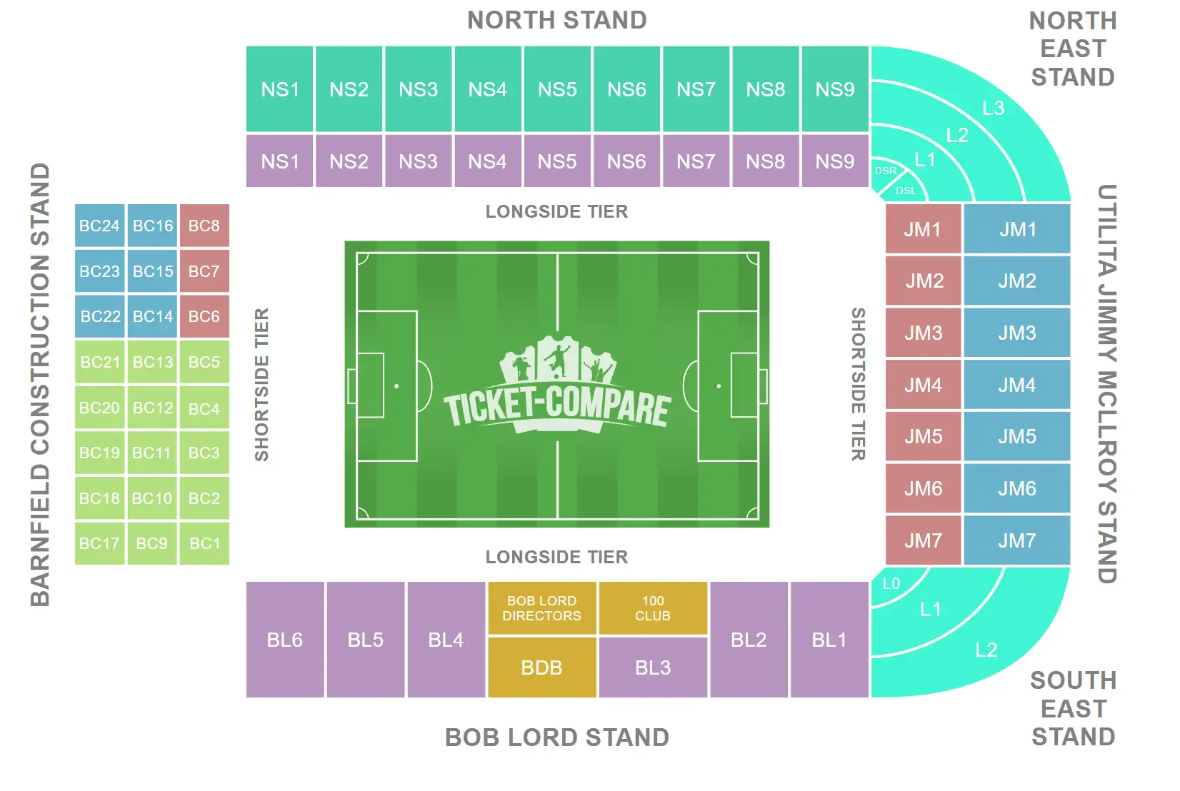 Turf Moor Istumapaikkakartta
