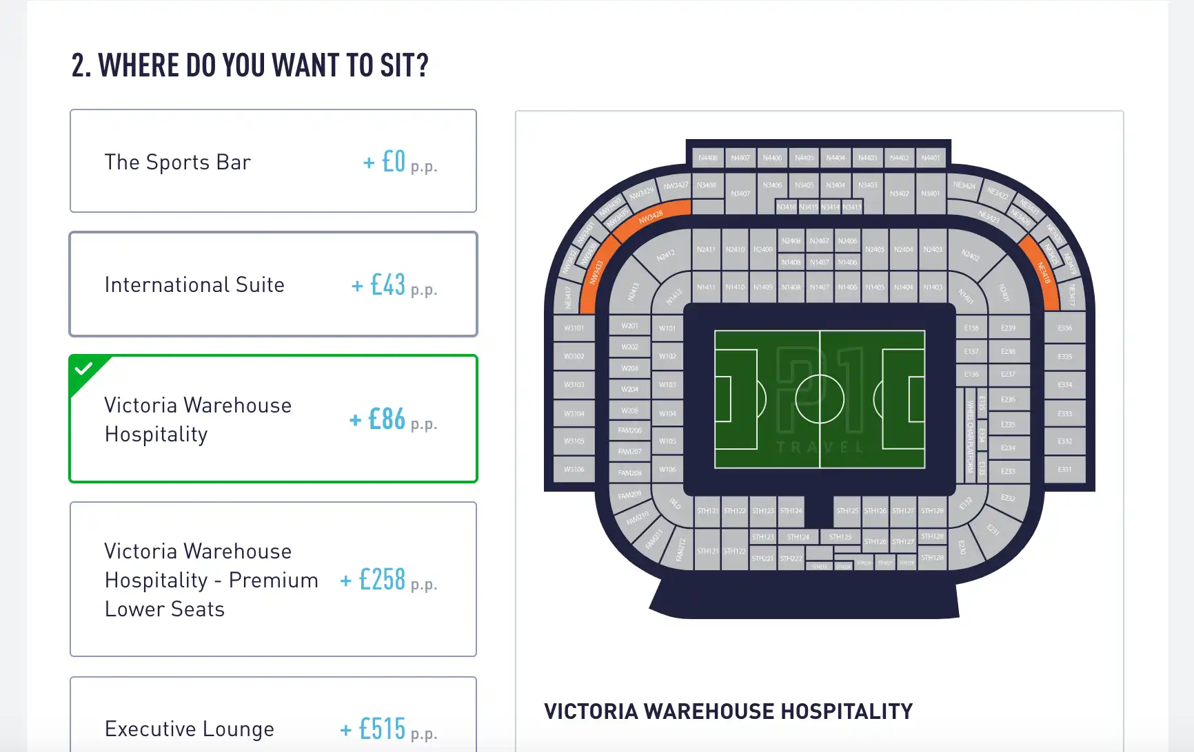 screenshot of P1 Travel tickets page