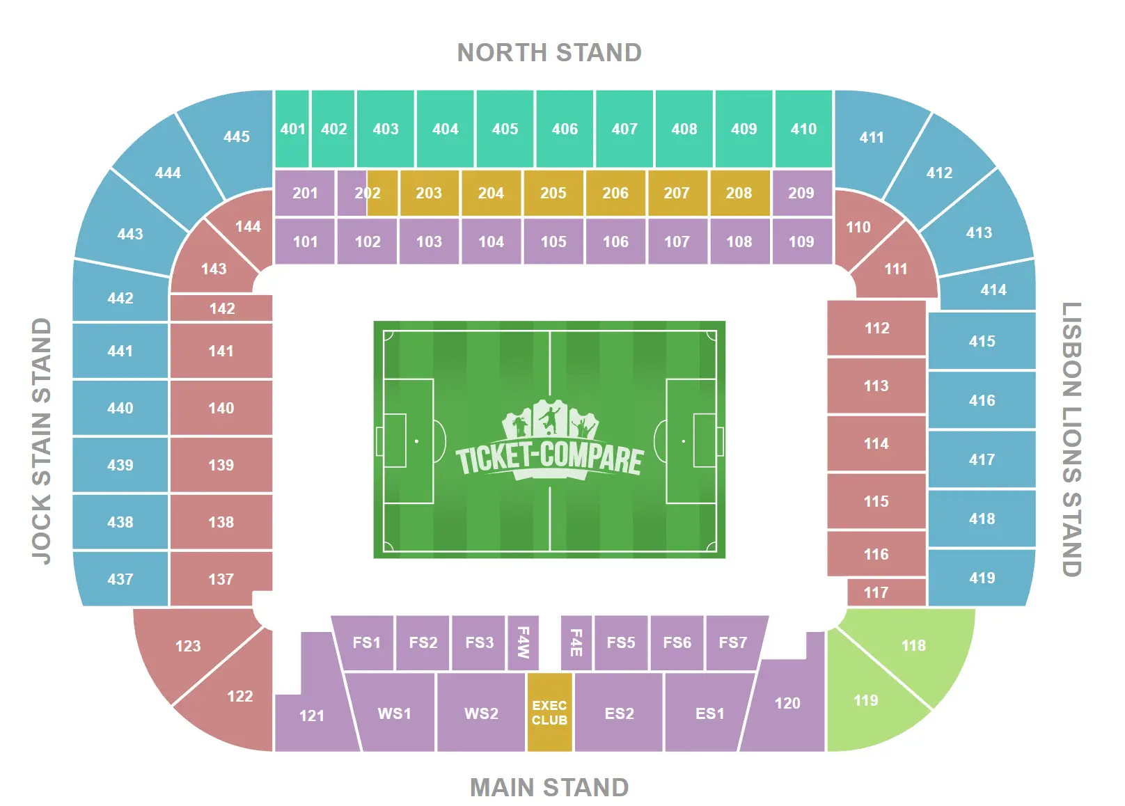 Celtic Park Istumapaikkakartta