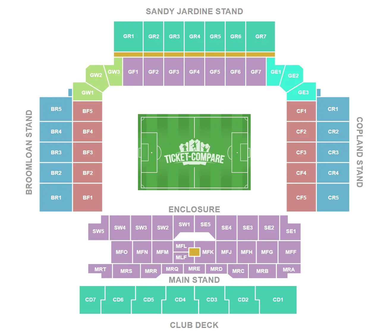 Ibrox Stadium Istumapaikkakartta