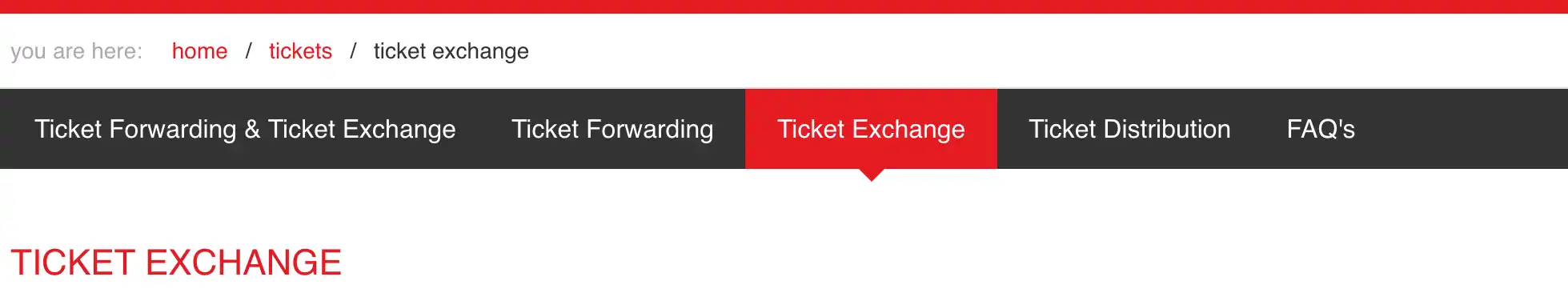 Ticket Exchange näkymä