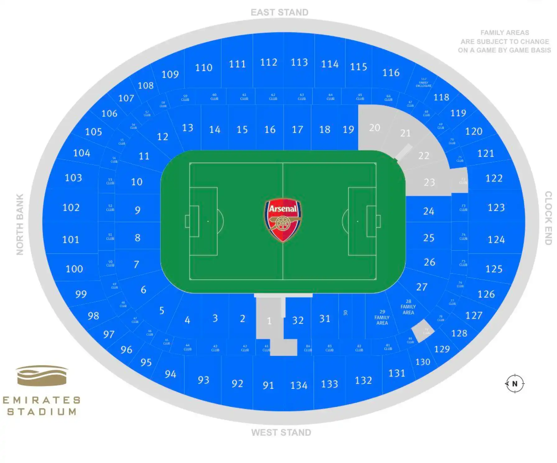 Emirates Stadium -katsomokartta