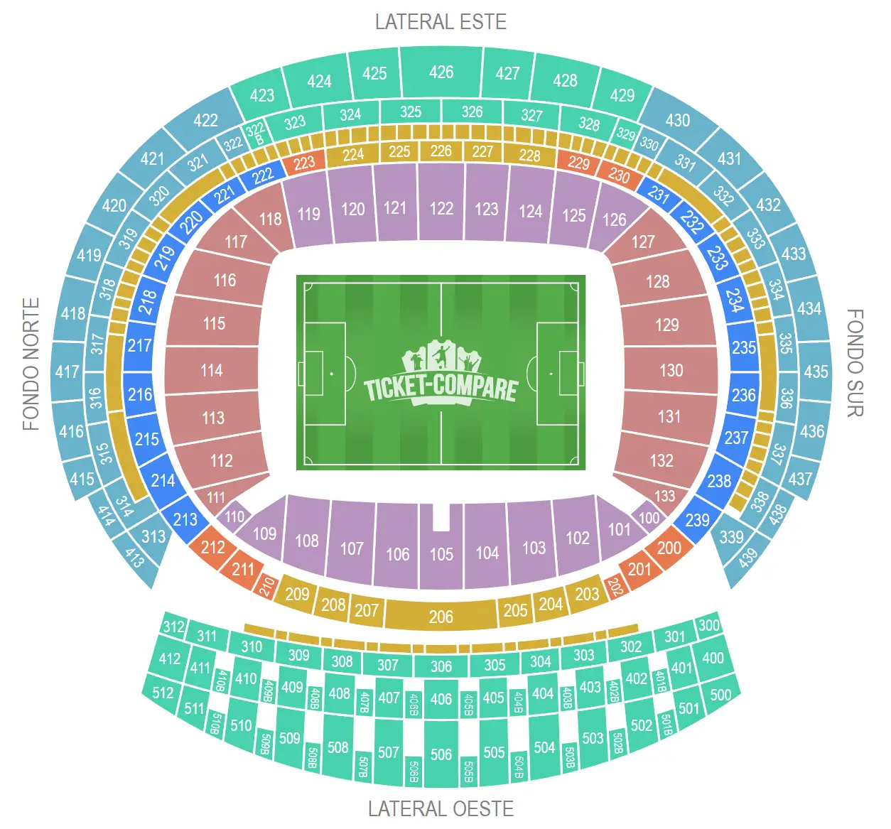 Metropolitano Stadium Istumapaikkakartta