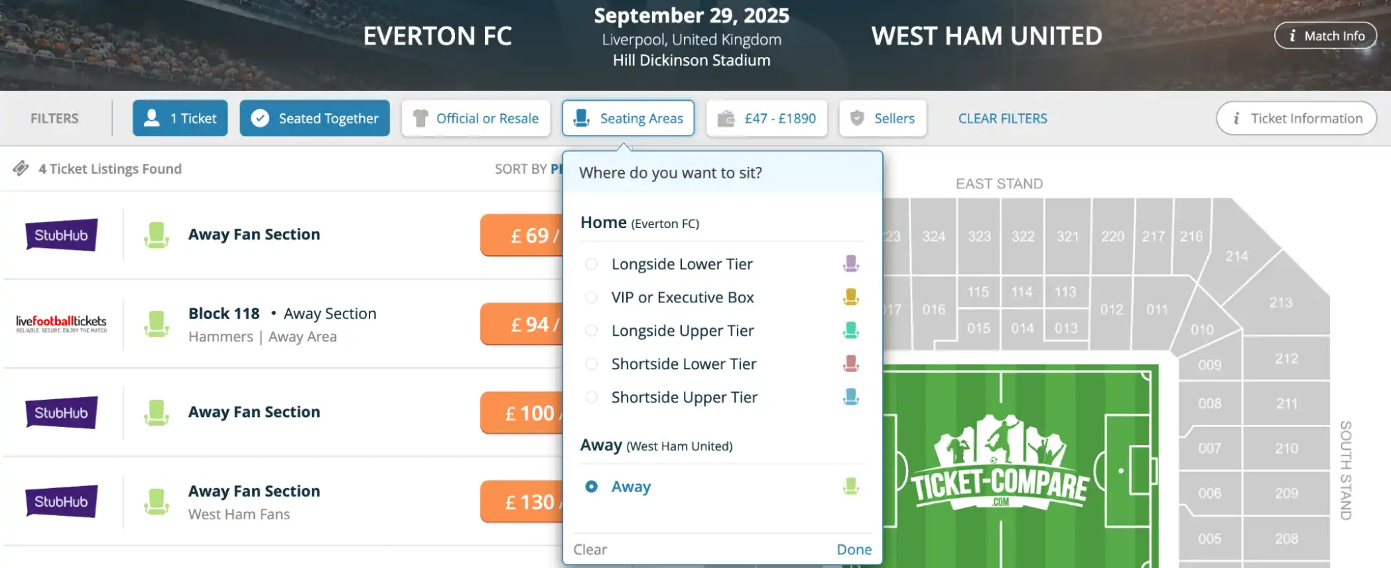 Seating Areas – menu, esimerkkikuva