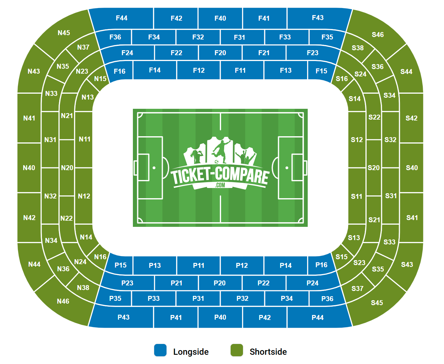 Estadio Ramon Sanchez Pizjuan Istumapaikkakartta