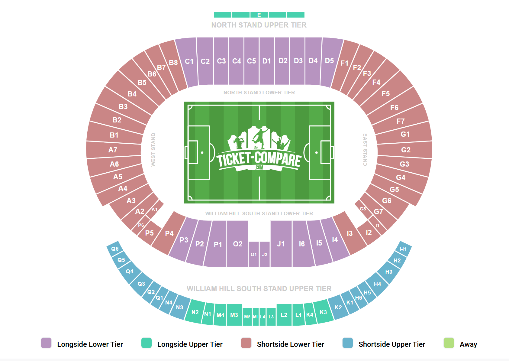 Hampden Park Istumapaikkakartta