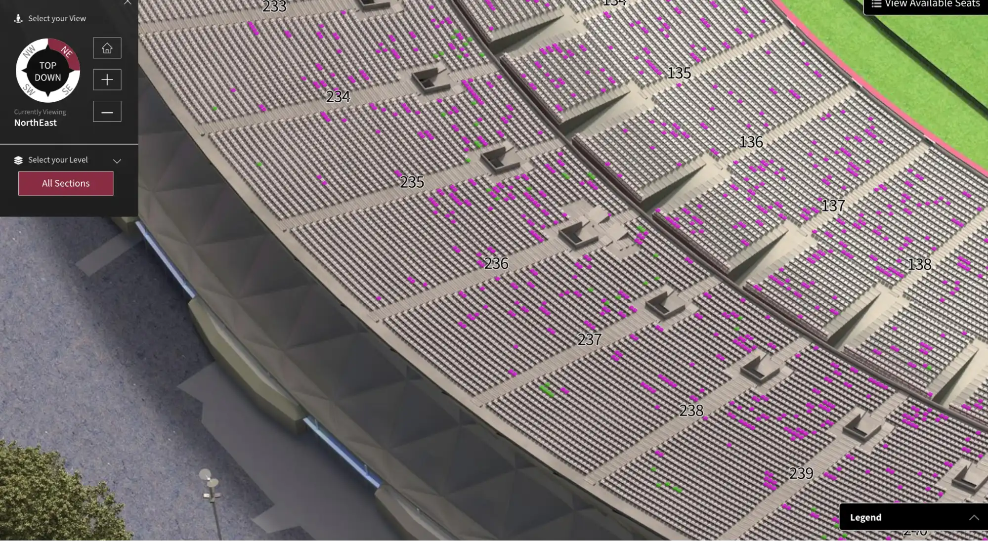 Kuvakaappaus: Kartassa Vapaat paikat korostettu