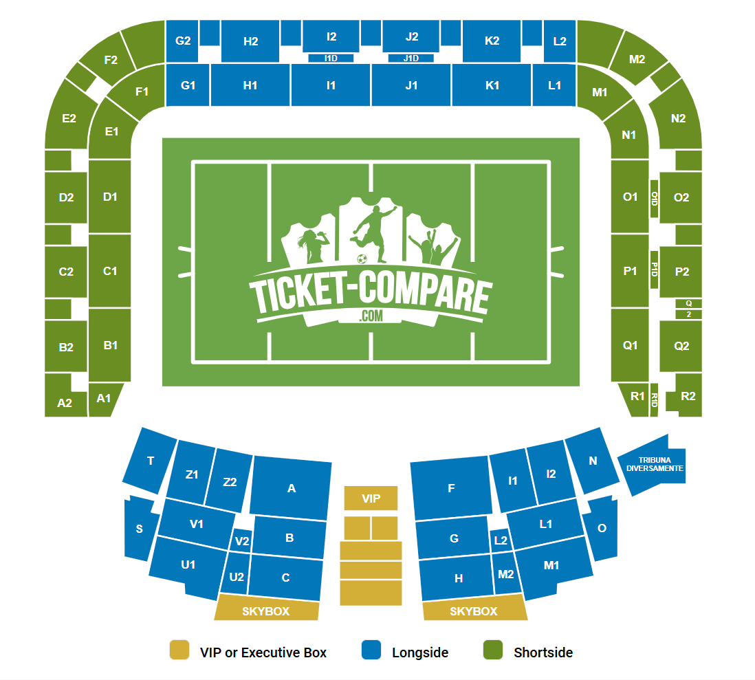 Stadio Friuli Istumapaikkakartta