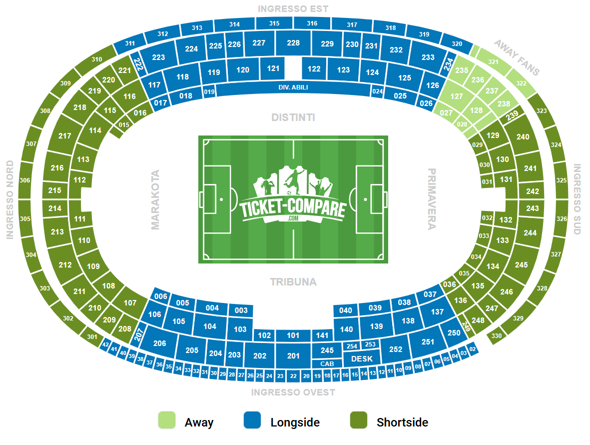 Stadio Olimpico Grande Torino Istumapaikkakartta