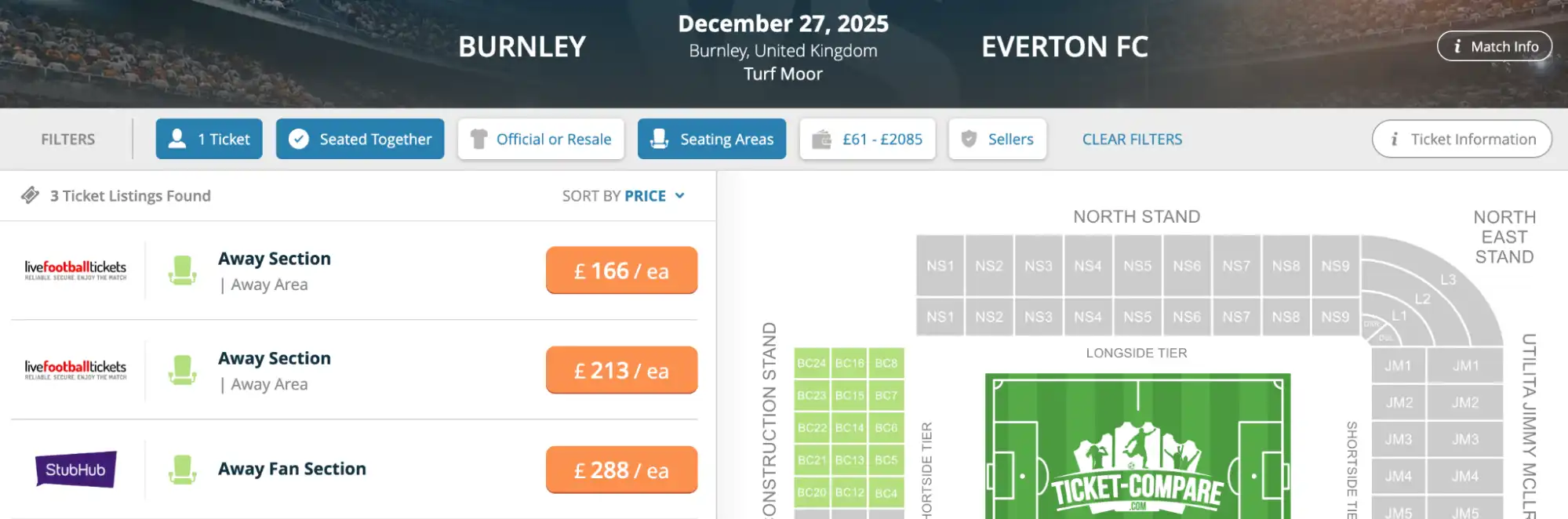 Burnley v Everton tickets