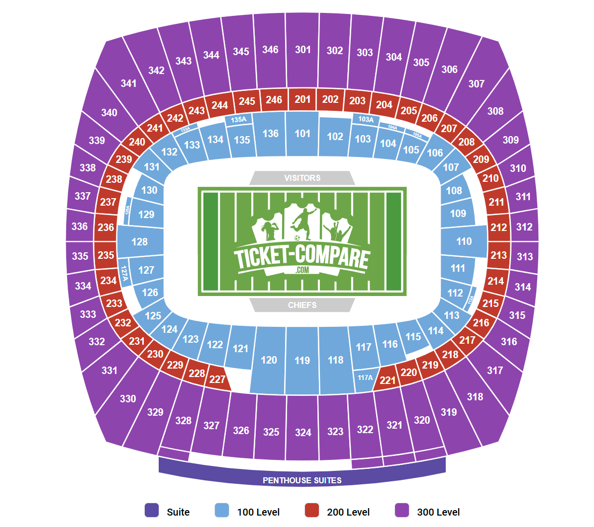 GEHA Field at Arrowhead Stadium Istumapaikkakartta
