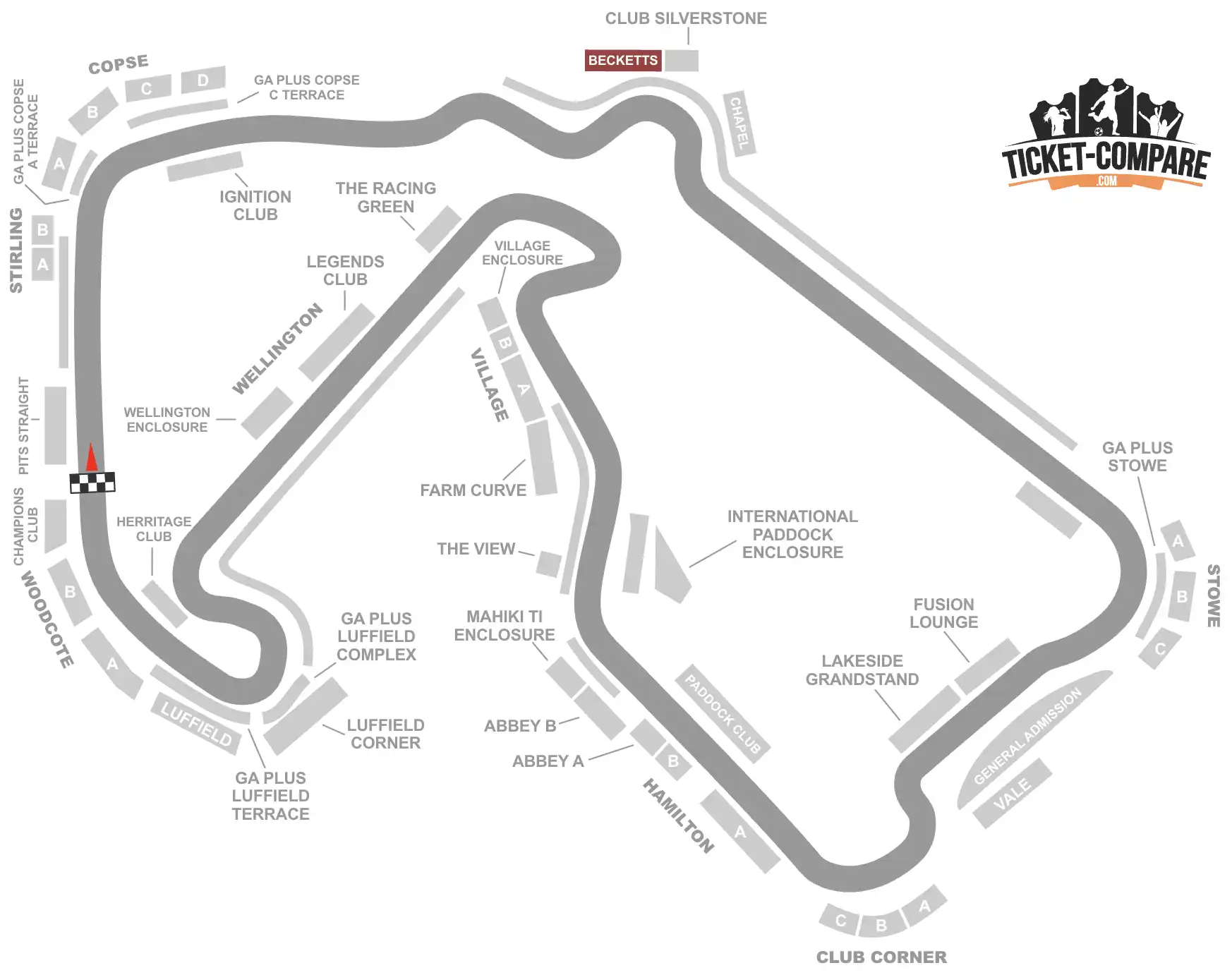 Silverstonen istumakartta, Becketts korostettuna