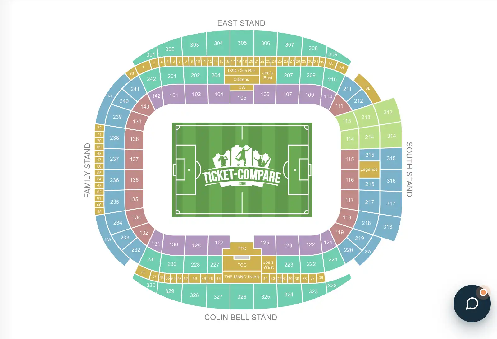 Etihad Stadium paikkakartta